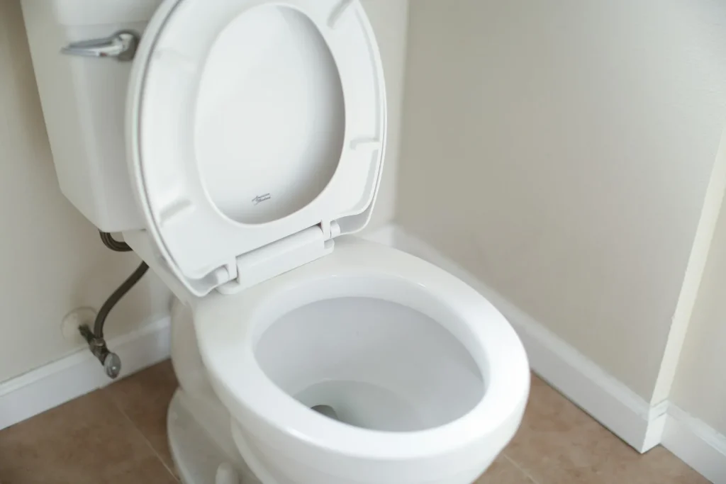 Cuvette de WC dans une salle d'eau
