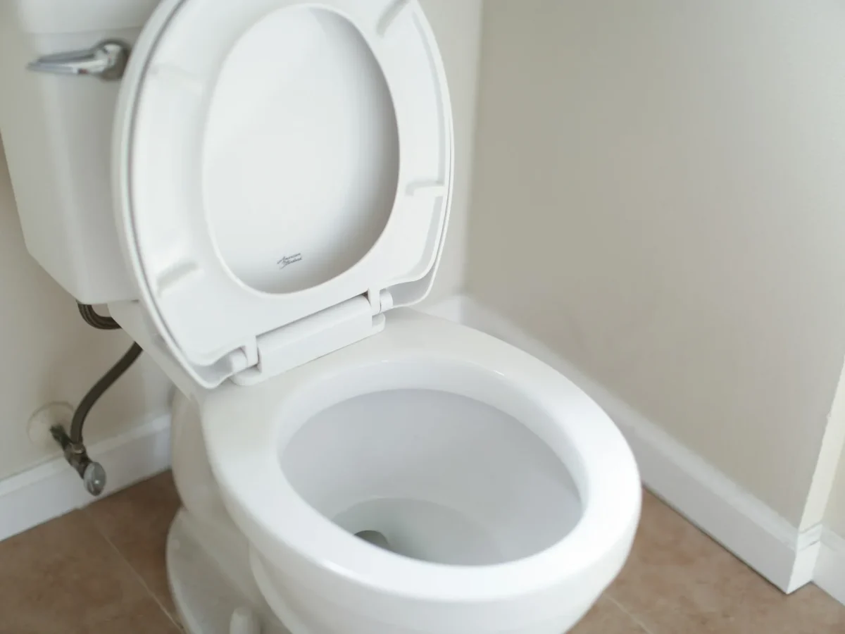 Cuvette de WC dans une salle d'eau